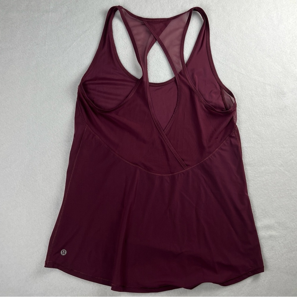 Lululemon Women's Tranquil Racerback Tank Mesh‎ Top Red Grape Medium? - Picture 3 of 9
